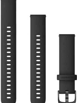 GARMIN Uhrenarmbänder-Original Quick-Relase 18 mm, Silikon, schwarz, 3-teilig, Schließe - Edelstahl einsengrau 010-12932-01