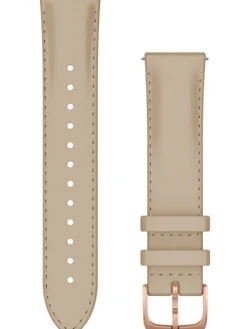 GARMIN Uhrenarmbänder-Original Quick-Relase 20 mm, Leder, heller Sand mit Naht, Schließe - Edelstahl rose 010-12924-21