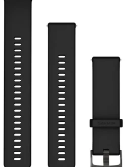 GARMIN Uhrenarmbänder-Original Quick-Relase 22 mm, Silikon, schwarz, 3-teilig, Schließe - Edelstahl schiefergrau 010-13256-21