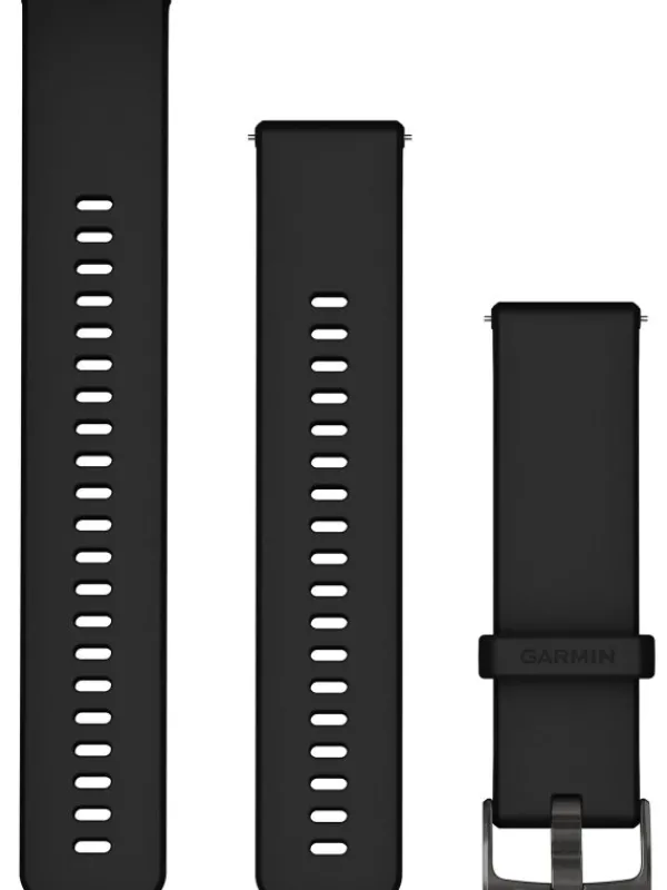 GARMIN Uhrenarmbänder-Original Quick-Relase 22 mm, Silikon, schwarz, 3-teilig, Schließe - Edelstahl schiefergrau 010-13256-21