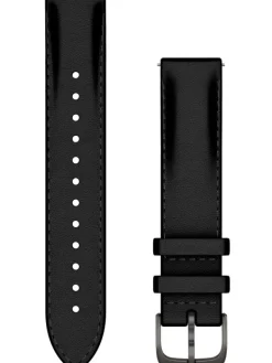 GARMIN Uhrenarmbänder-Original Quick-Relase 18 mm, Leder, schwarz, Schließe - Edelstahl schiefergrau 010-12932-61