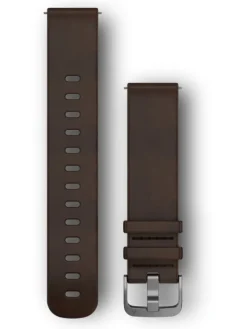 GARMIN Uhrenarmbänder-Original Quick-Relase 20 mm, Leder, dunkelbraun, Schließe - Edelstahl silber 010-12691-01