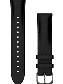 GARMIN Uhrenarmbänder-Original Quick-Relase 20 mm, Leder, schwarz mit Naht, Schließe - Edelstahl schiefergrau 010-12932-62