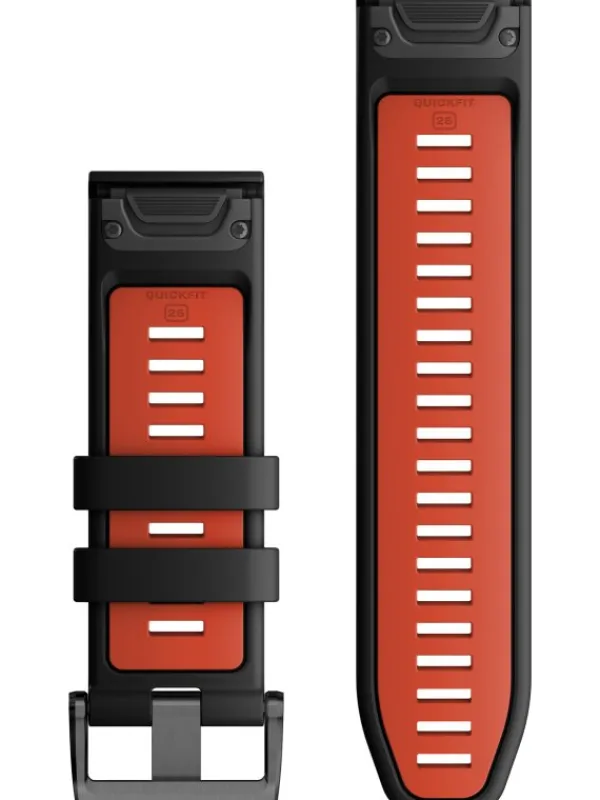 GARMIN Uhrenarmbänder-Original QuickFit®-Armband 26 mm, Silikon, schwarz/flammenrot, Schließe - Edelstahl 010-13281-06