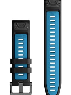 GARMIN Uhrenarmbänder-Original QuickFit®-Armband 22 mm, Silikon, schwarz/zirrusblau, Schließe - Edelstahl 010-13280-05