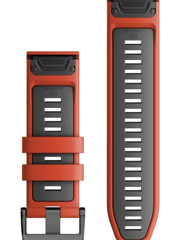 GARMIN Uhrenarmbänder-Original QuickFit®-Armband 26 mm, Silikon, flammenrot/graphit, Schließe - Edelstahl schwarz 010-13281-04