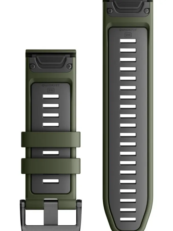 GARMIN Uhrenarmbänder-Original QuickFit®-Armband 26 mm, Silikon, moosgrün/graphit, Schließe - Edelstahl schwarz 010-13281-07