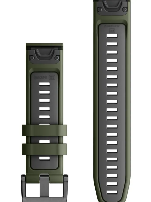 GARMIN Uhrenarmbänder-Original QuickFit®-Armband 22 mm, Silikon, moosgrün/graphit, Schließe - Edelstahl schwarz 010-13280-07