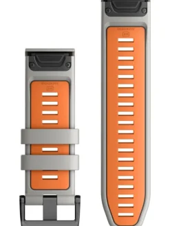 GARMIN Uhrenarmbänder-Original QuickFit®-Armband 26 mm, Silikon, nebelgrau/glutorange, Schließe - Edelstahl schwarz 010-13281-02
