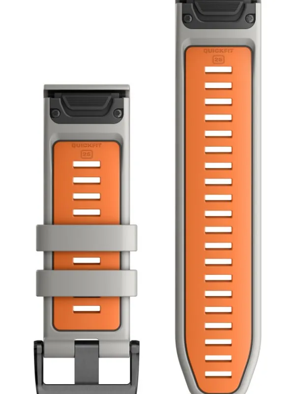 GARMIN Uhrenarmbänder-Original QuickFit®-Armband 26 mm, Silikon, nebelgrau/glutorange, Schließe - Edelstahl schwarz 010-13281-02