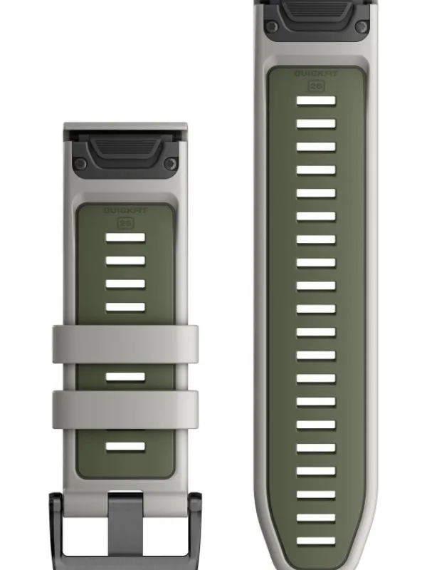 GARMIN Uhrenarmbänder-Original QuickFit®-Armband 26 mm, Silikon, nebelgrau/moosgrün, Schließe - Edelstahl schwarz 010-13281-08