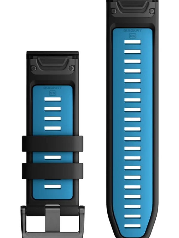 GARMIN Uhrenarmbänder-Original QuickFit®-Armband 26 mm, Silikon, schwarz/zirrusblau, Schließe - Edelstahl 010-13281-05