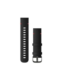 GARMIN Uhrenarmbänder-Schnellwechsel-Armband 22 mm, Leder Schwarz - rote Naht, Schiefergrau 010-12932-25