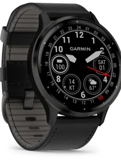 GARMIN Smartwatches | Herrenuhren-Venu® 3, 45mm, Schwarz/Schiefergrau mit Leder- und Silikonband 010-02784-52