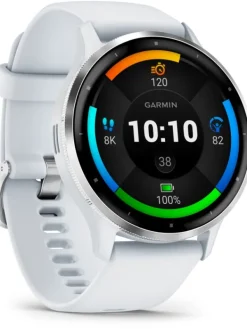 GARMIN Herrenuhren | Damenuhren-Venu® 3, 45mm, Steinweiss/Silber Silikon-Armband 010-02784-00