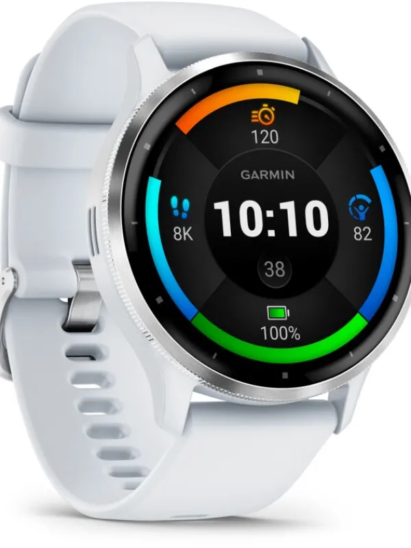 GARMIN Herrenuhren | Damenuhren-Venu® 3, 45mm, Steinweiss/Silber Silikon-Armband 010-02784-00