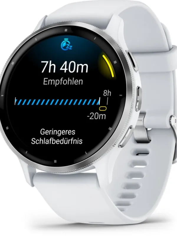 GARMIN Herrenuhren | Damenuhren-Venu® 3, 45mm, Steinweiss/Silber Silikon-Armband 010-02784-00