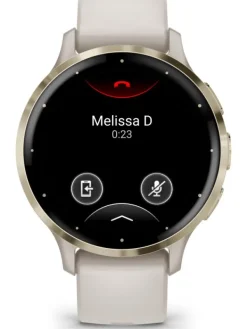 GARMIN Smartwatches | Damenuhren-Venu® 3S, 41mm, Elfenbein/Softgold Silikon-Armband 010-02785-04