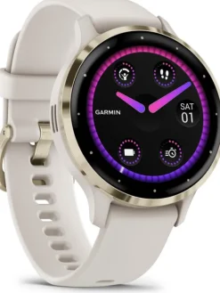 GARMIN Smartwatches | Damenuhren-Venu® 3S, 41mm, Elfenbein/Softgold Silikon-Armband 010-02785-04