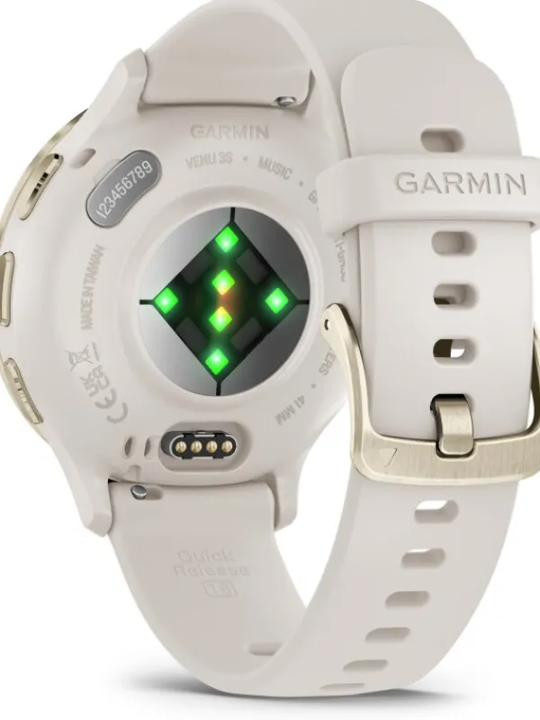 GARMIN Smartwatches | Damenuhren-Venu® 3S, 41mm, Elfenbein/Softgold Silikon-Armband 010-02785-04