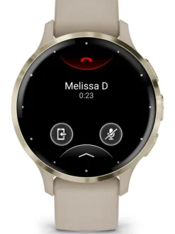 GARMIN Herrenuhren | Damenuhren-Venu® 3S, 41mm, French Gray/Softgold Silikon-Armband 010-02785-02