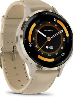 GARMIN Smartwatches | Herrenuhren-Venu® 3S, 41mm, French Gray/Softgold Silikon/Lederarmband 010-02785-55