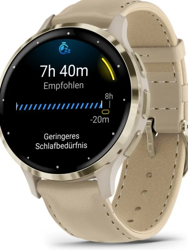 GARMIN Smartwatches | Herrenuhren-Venu® 3S, 41mm, French Gray/Softgold Silikon/Lederarmband 010-02785-55