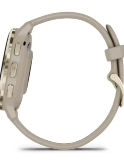 GARMIN Herrenuhren | Damenuhren-Venu® 3S, 41mm, French Gray/Softgold Silikon-Armband 010-02785-02