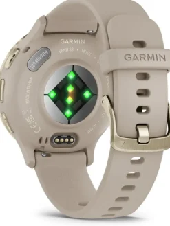 GARMIN Herrenuhren | Damenuhren-Venu® 3S, 41mm, French Gray/Softgold Silikon-Armband 010-02785-02
