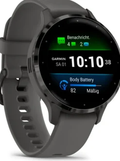GARMIN Herrenuhren | Damenuhren-Venu® 3S, 41mm, Kieselgrau/Schiefergrau Silikon-Armband 010-02785-00