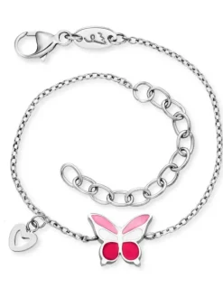 HERZENGEL Kinderschmuck-Mädchen Armband Schmetterling Edelstahl Emaille HEBS-PINKBUTTERFLY
