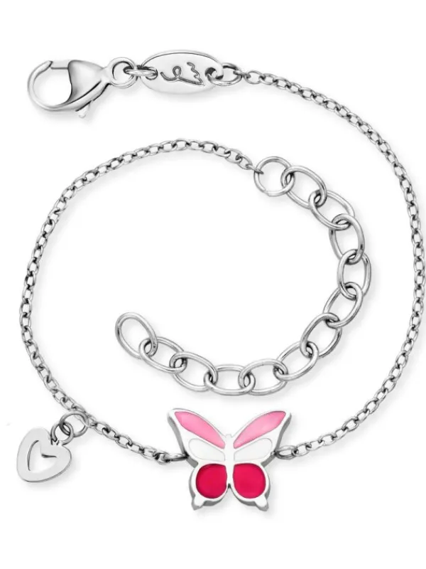 HERZENGEL Kinderschmuck-Mädchen Armband Schmetterling Edelstahl Emaille HEBS-PINKBUTTERFLY