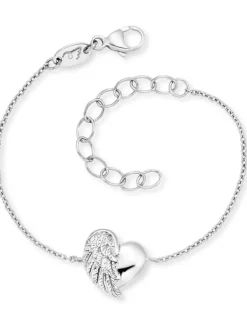 HERZENGEL Kinderschmuck-Mädchen Armband Herzflügel Silber HEB-HEARTWING