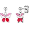 HERZENGEL Kinderschmuck-Mädchen Ohrstecker Schmetterling Edelstahl Emaille HEES-PINKBUTTERF-ST