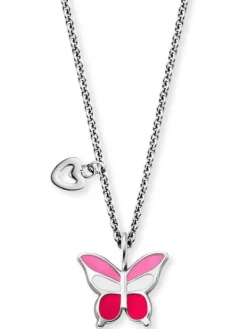 HERZENGEL Kinderschmuck-Mädchen-Kette Schmetterling Edelstahl Emaille HENS-PINKBUTTERFLY