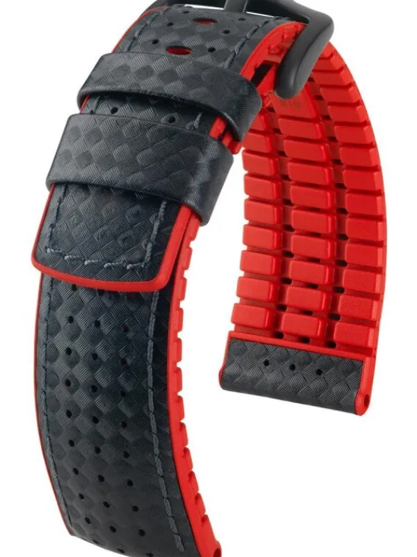 HIRSCH Uhrenarmbänder | Zubehör-Ayrton, schwarz / rot 0912092050