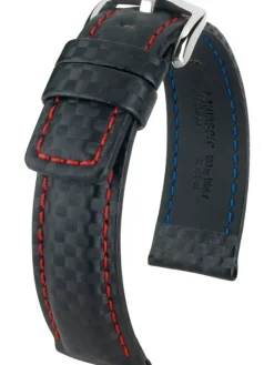 HIRSCH Uhrenarmbänder | Zubehör-Carbon, schwarz / rot 02592052