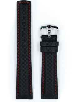 HIRSCH Uhrenarmbänder | Zubehör-Carbon, schwarz / rot 02592052
