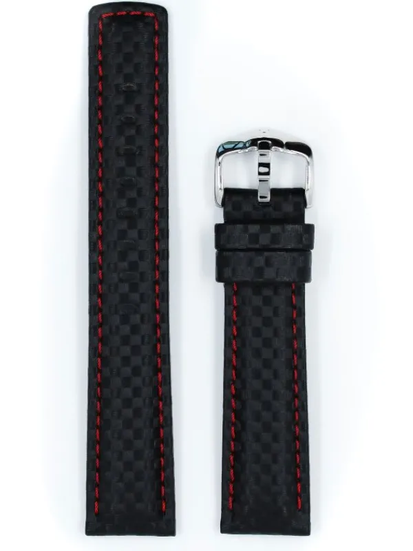 HIRSCH Uhrenarmbänder | Zubehör-Carbon, schwarz / rot 02592052