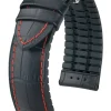 HIRSCH Uhrenarmbänder | Zubehör-George, schwarz mit roter Naht 0925128052