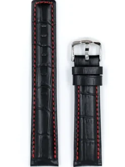 HIRSCH Uhrenarmbänder | Zubehör-Grand Duke, schwarz mit roter Naht 02528050