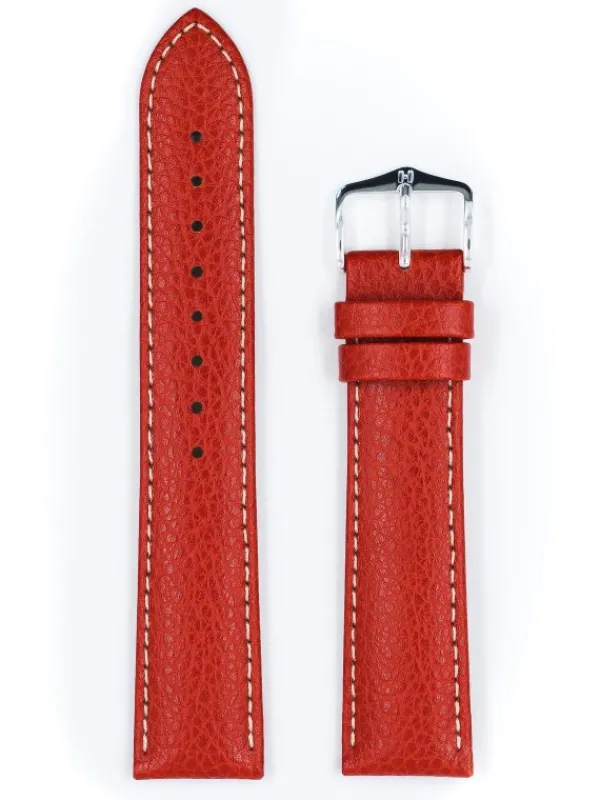 HIRSCH Uhrenarmbänder | Zubehör-Kansas, rot mit weißer Naht