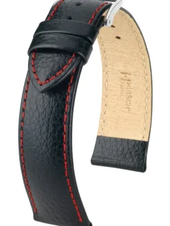 HIRSCH Uhrenarmbänder | Zubehör-Kansas, schwarz mit roter Naht