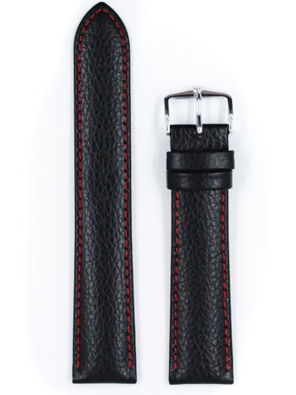 HIRSCH Uhrenarmbänder | Zubehör-Kansas, schwarz mit roter Naht
