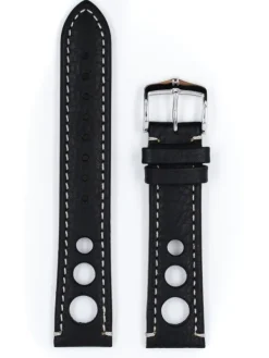 HIRSCH Uhrenarmbänder | Zubehör-Rally, schwarz mit weißer Naht 05102051