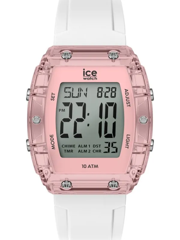 Ice Watch Damenuhren-ICE digit boliday - White - Clear pink - Silver - Small 024566