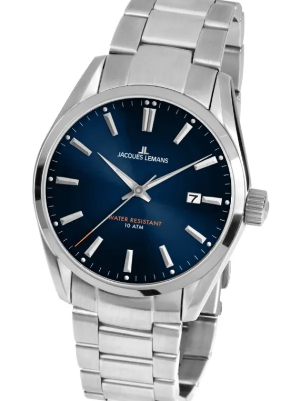 Jacques Lemans Herrenuhren-Derby Blau Stahlband 1-1859G