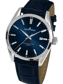 Jacques Lemans Herrenuhren-Derby Blau Leder 1-1859C