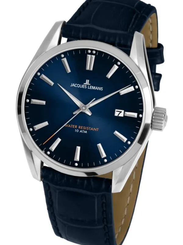 Jacques Lemans Herrenuhren-Derby Blau Leder 1-1859C