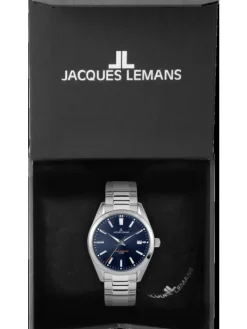 Jacques Lemans Herrenuhren-Derby Blau Stahlband 1-1859G